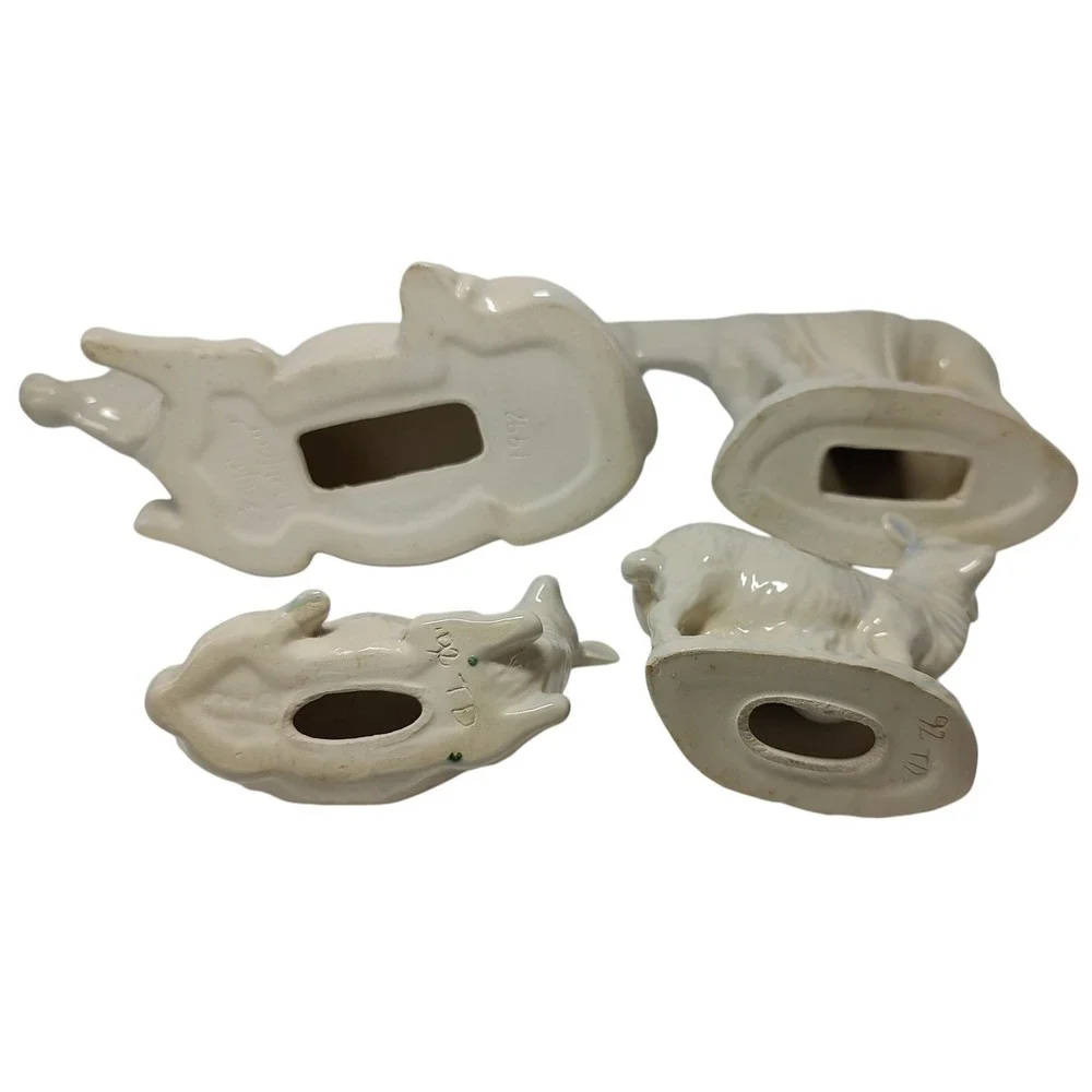 Vintage Nativity Holland Mold‎ Barn Animals 1992 Ivory Blue Four Piece Set SEE